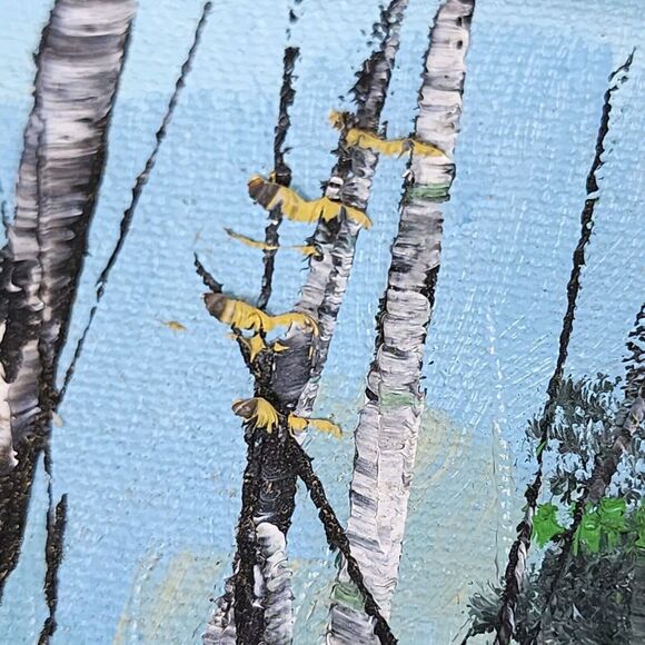 Birch Tree Oil Painting Northwoods Snowy Forest Winter Woods Aspen Pine Fir Snow - Picture 12 of 12